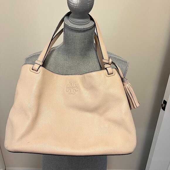 Tory Burch Thea Center Zip Leather Tote Sweet Melon - Picture 3 of 6
